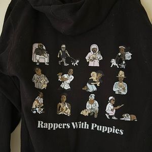 “Rappers with Puppies” hoodie, size medium, “Dog Limited” brand